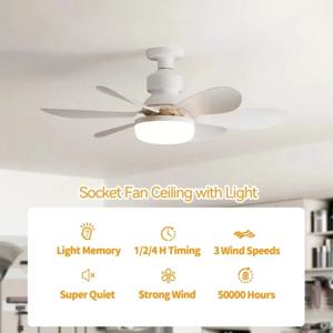 E27 원격 LED 30W 천장 팬 조명 디밍 기능 거실 연구 및 가정용 85-265V에 적합