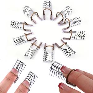 10Pcs 재사용 가능한 알루미늄 네일 확장 팔레트 팁 양식 네일 아트 확장 스티커 빌더 양식 가이드 스텐실 매니큐어 도구