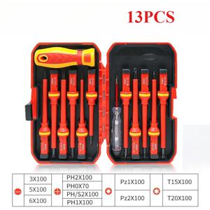 8/13PCS 1000V VDE 절연 드라이버 세트 전기 수리 전문가를 위한 자기 슬롯 비트