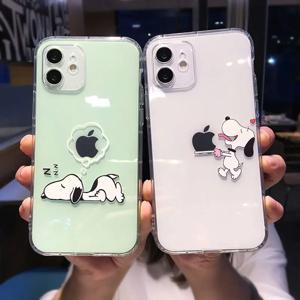 귀여운 스누피 전화 케이스 Iphone 16e 16 15 Pro Max 11 12 13 14 Pro Max 7 8 Plus 12 13 Mini XS XR Y2K 투명 투명 커버