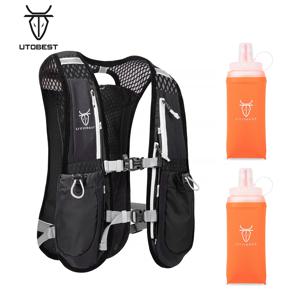UTOBEST 러닝 수화 조끼 5L 경량 수화 배낭, 자전거 마라톤 하이킹을 위한 2pcs 350ml 물병 포함