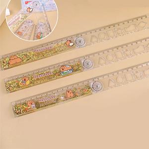 1PC 만화 Capybara 측정 눈금자 접는 눈금자 그리기 눈금자 다기능 그리기 도구 학생 문구 측정 도구