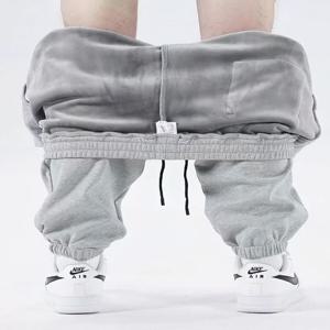 가을 겨울 플리스 두꺼운 스웨트팬츠 남성 캐주얼 그레이 블랙 따뜻한 조거 팬츠 봄 배기 와이드 레그 스포츠 보온 바지