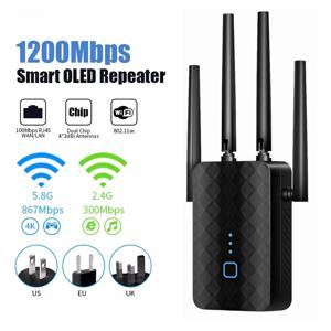 1200Mbps WiFi 리피터 무선 듀얼 밴드 2.4G 5GHz WiFi 익스텐더 802.11ac 기가비트 증폭기 라우터 장거리 신호 부스터