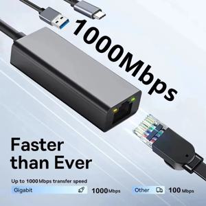PC Macbook Windows 노트북 용 10/100/1000Mbps USB 3.0 유선 네트워크 카드 USB-RJ45 유형 C-RJ45 LAN 이더넷 어댑터 ,10/100/1000Mbps USB 3.0 Wired Network Card USB to RJ45 Type C to RJ45 LAN Ethernet Adapter for PC Macbook Windows Laptop