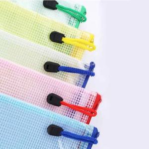 5Pcs 지퍼가 달린 두꺼운 A4/A5/A6 파일 가방 Pvc 투명 그리드 대용량 편지지 사무용품 파일 폴더