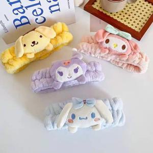 Kawayii Cinnamoroll 멜로디 플러시 머리띠 만화 Sanrio Kuromi Pompompurin 소녀 워시 페이스 메이크업 Headwears 크리스마스 선물