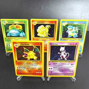 1996 1 세대 포켓몬 트레이딩 카드 Charizard Mewtwo Venusaur Blastoise 클래식 게임 애니메이션 선물 완구가 포함 된 희귀 에디션