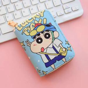 Kawaii Crayon Shin-Chan 만화 지퍼 카드 홀더 멀티 카드 아코디언 디자인은 은행 카드 및 교통 카드 보관 가방 소녀에 적합합니다.