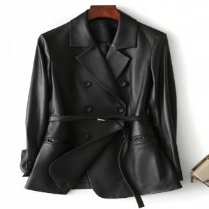 Nerazzurri 여성용 블랙 인조 가죽 블레이저, 긴팔 벨트 가죽 재킷, 5xl, 6xl, 7xl, 2022, 여성 의류, 신상