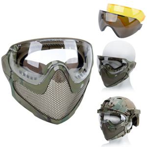 전술 얼굴 마스크 안개 방지 고글 페인트 볼 Airsoft Cs 슈팅 스틸 메쉬 통기성 보호 머리 헬멧 마스크 사냥 장비