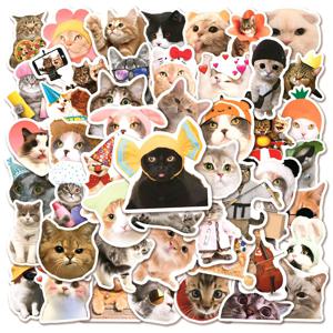 트렌드 애니메이션 귀여운 고양이 낙서 스티커, 여행 가방 자동차 컵 DIY 방수 낙서 스티커, 어린이 장난감 도매, 10 개, 30 개, 50 개