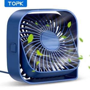 TOPK 미니 휴대용 팬 USB 책상 팬 테이블 강력한 공기 흐름 및 조용한 작동 3 속도 바람 360 ° 방 홈용 회전식 스탠딩 팬