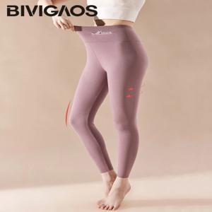 BIVIGAOS 자수 하이웨이스트 자체 발열 레깅스 여성용, 긴 존스 DE 벨벳 양면 플리스 레깅스, 가을 겨울