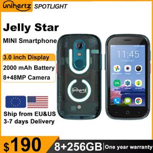 Unihertz Jelly Star 미니 스마트폰 8GB 256GB Led 라이트 잠금 해제 투명 백쉘 휴대폰(예비 전화용)