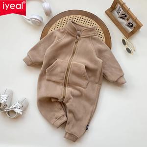IYEAL 여아 롬퍼, 신생아 아기 의류, 부드러운 따뜻한 플리스 점프수트, 가을 유아 겉옷
