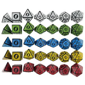 DNDGame 다면체 주사위 세트 텍스처 패턴 7pcs D4 D6 D8 D10 D % D12 D20 RPG 보드 게임 액세서리