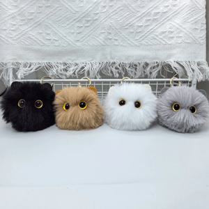 여자를위한 귀여운 플러시 고양이 키 체인 만화 인형 장난감 펜던트 열쇠 고리 여자 가방 장식 자동차 열쇠 고리 어린이 선물 액세서리