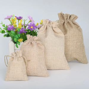 15-50 면과 대마 번들 포켓 선물 가방 어린이 날 선물 포장 가방 DIY 캔디 웨딩 제품 포장