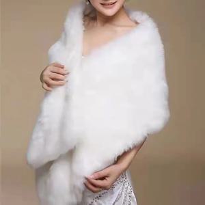 고품질 가짜 모피 웨딩 목도리 부드러운 두꺼운 신부 랩 아이보리 1.78 미터 긴 신부 케이프 여성 액세서리 공식 파티
