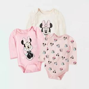 3Pcs 사랑스러운 유아 미니 인쇄 된 바디 슈트 귀여운 미키 마우스 점프 슈트 봄 여름 신생아 아기 원피스 옷