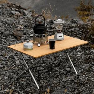 MOUNTAINHIKER 야외 캠핑 대나무 2/3 접이식 테이블 휴대용 빠른 스토리지 접이식 책상 야외 식탁 피크닉 바베큐 테이블