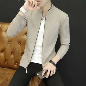 니트 스웨터 남성 솔리드 컬러 후드 없음 칼라 남성 의류 집업 가디건 지퍼 일반 세련된 핫 캐주얼 넥 코튼 A