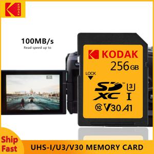 KODAK SD 메모리 카드, 고속 클래스 10, 256GB, 128GB, 64GB, V30 카드, 카메라용 풀 사이즈 SD 카드