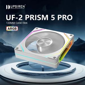UPSIREN UF-2 PRISM 5 PRO 컴퓨터 섀시 팬 12cm ARGB 4 핀 PWM 조용한 냉각 팬 12V 대용량 풍량 45.2CFM/800-1600RPM