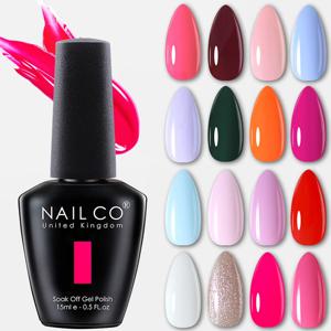 네일코 15ml 헤마 TPO 프리 젤 네일 폴리쉬 반영구 UV 바니쉬 젤 네일 아트 매니큐어 디자인 탑 베이스 바니쉬 하이브리드