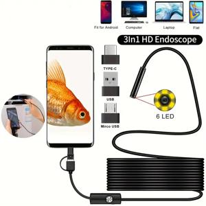 미니 내시경 카메라, USB 안드로이드, Otg C 타입 스마트폰 PC 스네이크 카메라, 파인더 차량용, 3 in 1