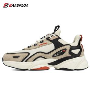 Baasploa 남성용 캐주얼 스니커즈, 가죽 스포츠 신발, 편안한 워킹 슈즈, 미끄럼 방지, 야외 레이스업, 새로운 패션