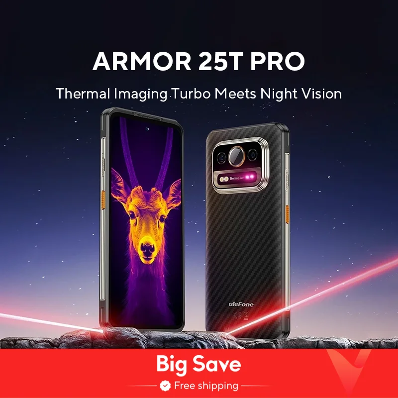 【월드 프리미어】Ulefone Armor 25T Pro 5G 열화상 견고한 휴대폰 Android 14 33W 50MP+64MP 야간 투시경 NFC 6.78인치 스마트폰 최대 12GB+256GB 30W 무선 충전