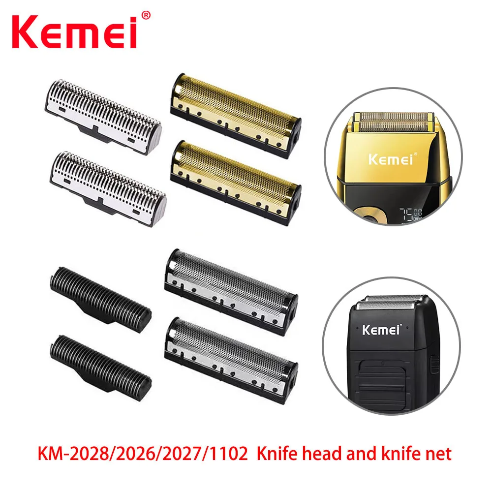 Kemei KM-1102/2026/2027/2028 용 교체 블레이드 기존 전문 블레이드 세트 나이프 헤드 및 나이프 네트 면도 액세서리