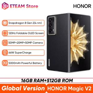 글로벌 버전 아너 매직 V2 폴더블 스마트폰 7.92인치 OLED 120Hz 스냅드래곤 8 Gen 2 66W 슈퍼차지 5000mAh 50MP 후면 카메라