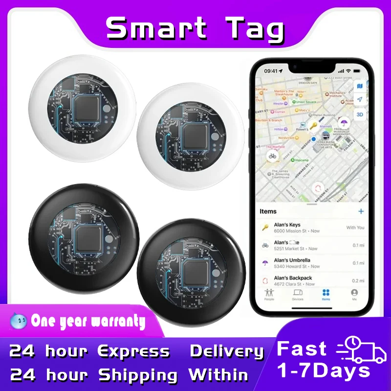 Timethinker GPS 태그 추적기, 분실 방지 알림 장치, MFI 스마트 로케이터, 반려동물 및 어린이 찾기, Apple Find My APP 블루투스 ITag