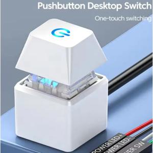 컴퓨터 데스크탑 스위치 블루 LED 조명, PC 마더보드 외부 시작 전원 켜기/끄기 단추, 1.8m 익스텐션 케이블, 가정 사무실용