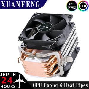 CPU 효율적인 쿨러 팬 90mm 4핀/PWM PC 타워형 라디에이터 2/4/6 히트파이프 설치 LGA2011 x79 x99 115x1200 1700 AMD am3 AM4