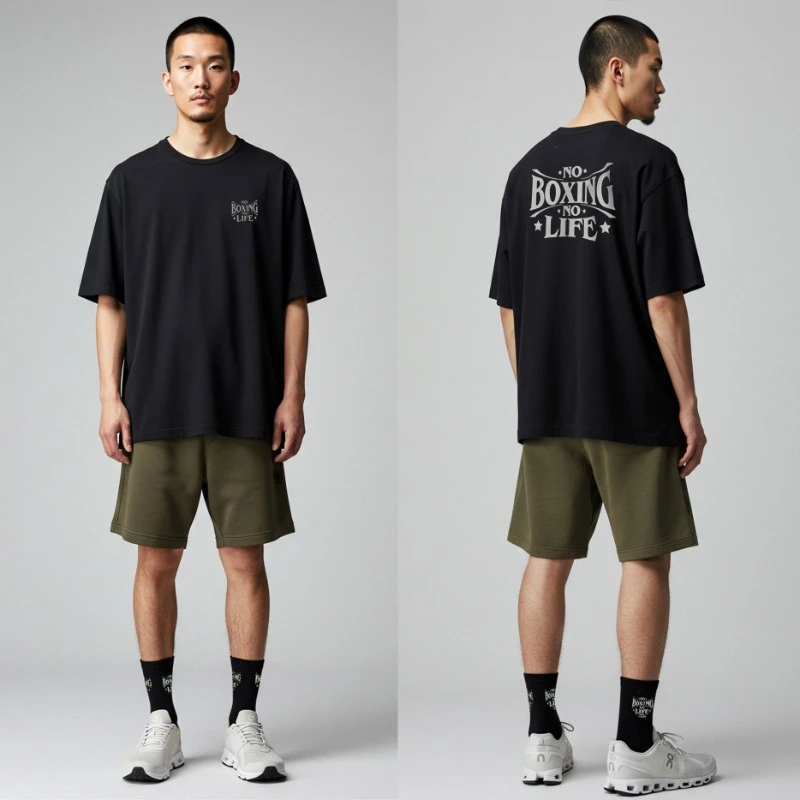 ​ ​ 남자 복싱 티셔츠 훈련 동기 부여 슬로건 스타 프린트 NO Boxing NO Life streetwear 코튼 티 파이터 운동 의류 ​ ​