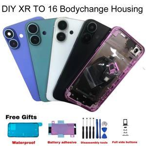 아이폰 XR에서 16으로 바꿔주는 DIY XR TO 16 바디체인지 하우징, 중간 프레임, 후면 커버 글래스 포함, 무료 배송