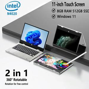 11.6인치 2-in-1 터치스크린 인텔 노트북 태블릿 Windows 11 Pro 8GB DDR4 RAM 128GB/256GB/512GB SSD 휴대용 학습 컴퓨터