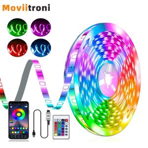 1개 LED 스트립 조명 USB RGB 5050 LED 라이트 스트립 1M-30M 음악 동기화 앱 제어 조명 LED 플렉시블 램프 (실내 장식, TV용)