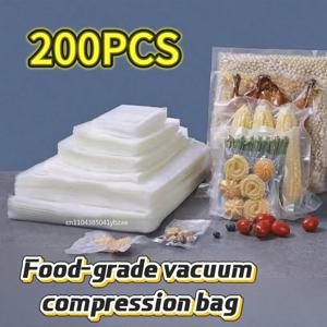 100/200pcs 식품 등급 진공 밀봉 보관 가방 냉장고 용 가정용 압축 가방 신선도를위한 특수 포장 가방