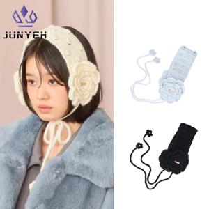 일본 귀여운 니트 귀마개 여성용 가을 겨울 따뜻한 귀덮개 수제 꽃 귀덮개
