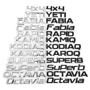 금속 자동차 편지 후면 트렁크 데칼 엠블럼 배지 로고 스티커 Skoda Octavia Superb RAPID FABIA KAMIQ KAROQ KODIAQ YETI 4X4