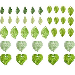 50/100Pcs DIY 펜 던 트 키 체인 목걸이 팔찌 쥬얼리에 대 한 아크릴 녹색 잎 스페이서 매력 비즈 공예 액세서리 만들기