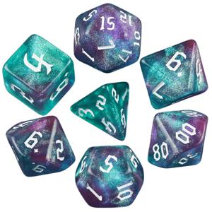DND 주사위 롤 플레잉 카드 게임용 RPG 주사위, 놀라운 색상 혼합 판타지 별빛 효과, 독특한 레트로 글꼴 스타일