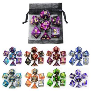 주사위 DND 게임 주사위 롤플레잉 주사위 혼합 색상 주사위 세트(가방 포함) 휴대용 RPG TRPG 게임용 9가지 스타일 제공