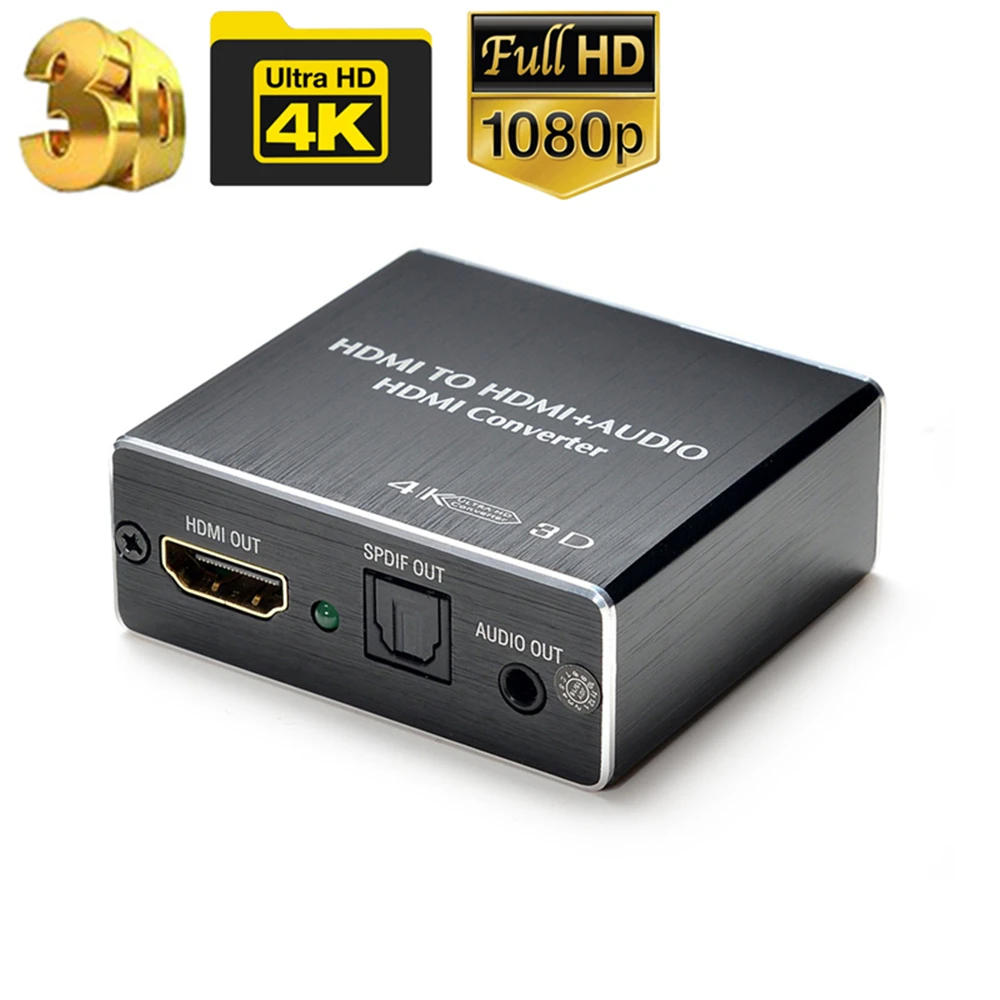 HDMI 호환 오디오 추출기 및 호환 오디오 추출기, 스테레오 추출기 변환기, 광학 TOSLINK SPDIF + 3.5mm, 4k x 2kAudi