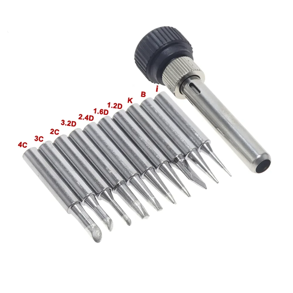 10Pcs 납땜 인두 팁 900M 무연 납땜 인두 팁 납땜 스테이션 용 용접 슬리브가있는 교체 가능한 납땜 팁